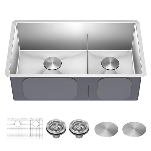 Kraus Kitchen Sinks Undermount - 32 Inch Stainless Steel Kitchen Sink, 60/40 Double Bowl, 16 Gauge, Model KHU103-32 - image 1