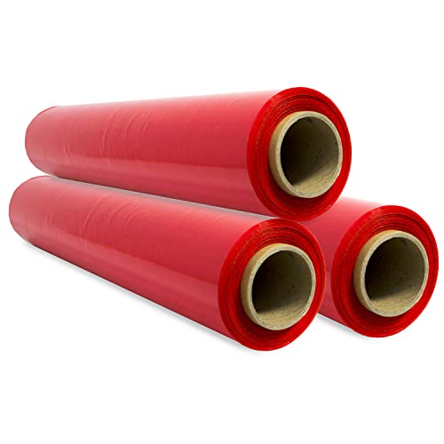 SIDI Lot de 3 films pour emballage, film rouge, papier film, rouleau de plastique protecteur de meubles, boîtes de déménagement, plastique recouvrant tout 50 cm x 300 m étirables - SIDI (3 unités