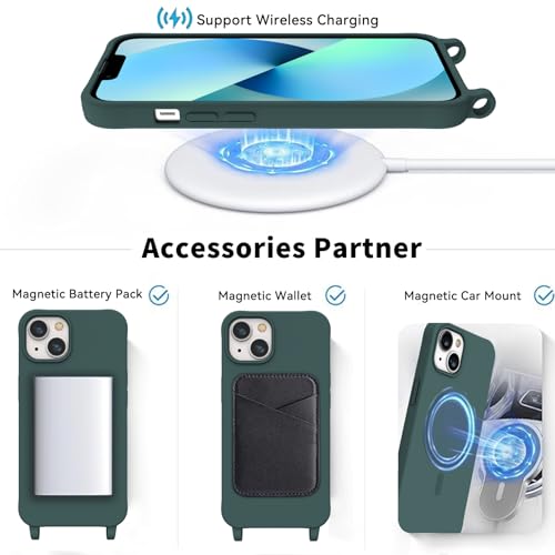 AOMYKE Handyband für iPhone 13 / iPhone 14 Hülle mit Band, Magnetisch Handyhülle kompatibel mit Magsafe zum Umhängen Schutzhülle mit Kette… – Ansicht 2