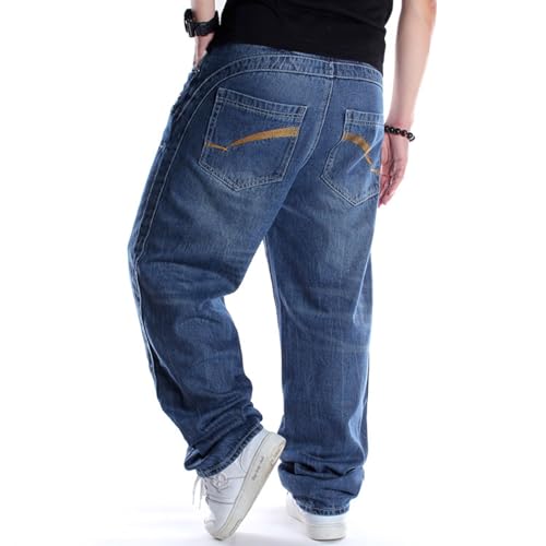 Y2K Jeans Men's Hip Hop Vintage Embroidery Wash Denim Pants Gothic Straight Tube Loose Wide Leg Pants4