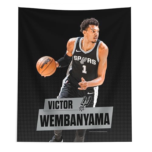 Northwest NBA San Antonio Spurs Victor Wembanyama Printed Wall Hanging Tapestry 34 x 40 in Woven Polyester Fabric Decorative Fan Art for Bedroom Office Living Room