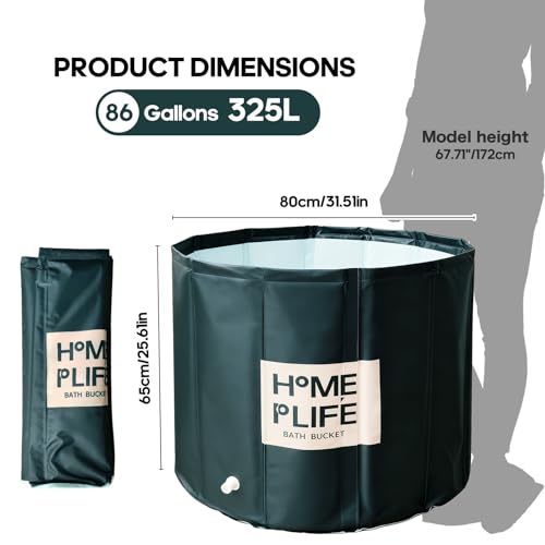 Portable Bath Tub for Adults - Large 88 Gal Foldable Soaking Bathtub for Hot SPA and Ice Bath, Ideal...