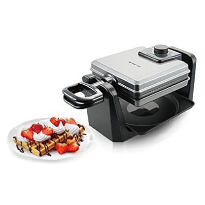 Emerio drehbares Waffeleisen für 4 belgische Waffeln zugleich, mit professioneller Dreh-Funktion, antihaftbeschichtete Platten, Temperaturregler, 1000 Watt, "gut" getestet, Silber, WM-110984.4 – Bild 7