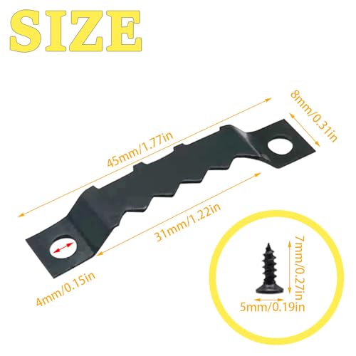 Image of 100 Pcs Sawtooth Hangers Picture Hanging Kit 1.77in Sawtooth Picture Hangers Picture Hooks with Screws Picture Frame Hangers for Photos Artwork Clock (Black /XK-JC)