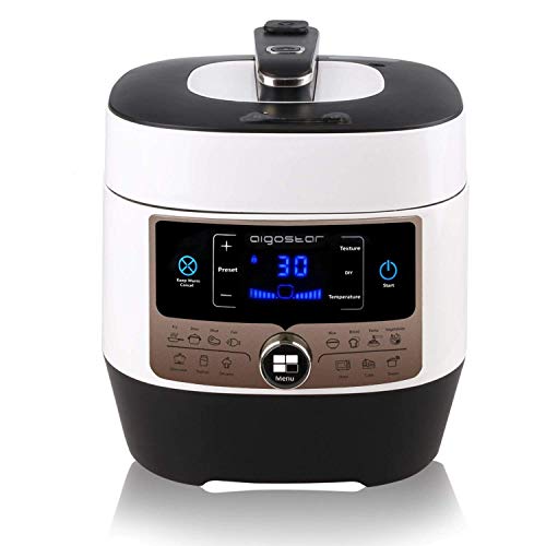 Aigostar Panda 30 Hgz – Pentola a pressione multifunzione e cottura lenta, 14 funzioni programmabili con gran pannello LED, contenitore in acciaio inox da 6 litri, potenza di 1000 W, qualità esclusiva