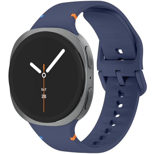 For Galaxy Watch 8 Bands 40mm 44mm Classic 46mm,No Gap Silicone Sport Bands Strap Compatible with Samsung Galaxy Watch 8 and 8 Classic 40mm 44mm 46mm Band (Midnight Blue, S/M)