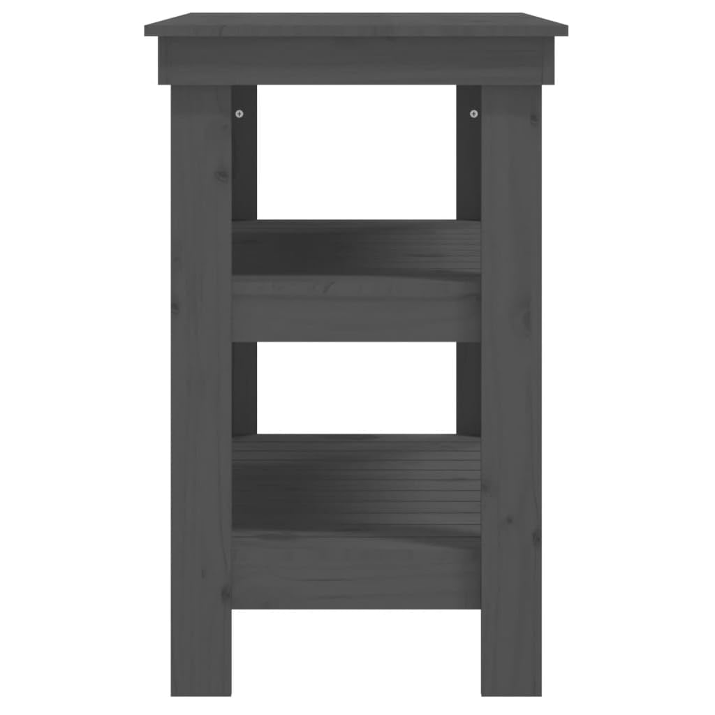 Banco de trabajo gris madera maciza de pino 78,5 x 50 x 80 cm con estante cajón y pared perforada para taller, garaje, sala de hobby, reparación y orden