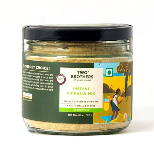 Image of Two Brothers Organic Farms Instant Shikanji Mix - 150g | Essence of Tangy Lemons and Aromatic Farm-Grown Spices in a Ready-To-Mix Powder | Free from Artificial Ingredients