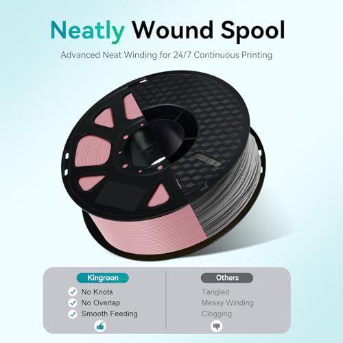 Image of Kingroon PLA Filament 1.75mm, 1kg Spool (2.2lbs), + /- 0.02mm Tolerance, Smooth 3D Printing Filament, Fits for Most FDM 3D Printers, Light Pink