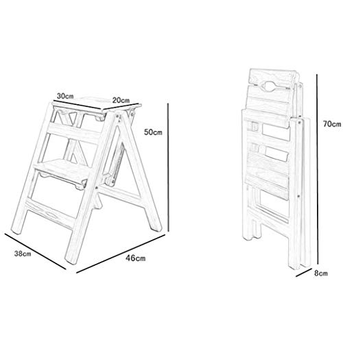 LJWJ Ladders telescopische ladder draagbare opvouwbare 2 stappen, massief houten trap-kruk ladder opvouwbare trapladder… - Image 4