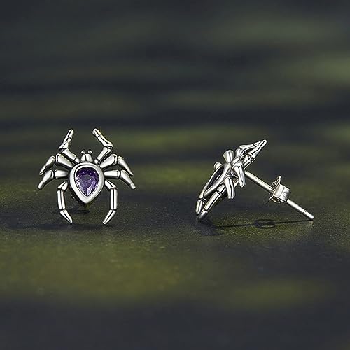 925 Sterling Silver Spider Stud Earrings Multi-color Crystal Gold Plated Earrings for Women Trendy Jewelry Party Supplies Favors Gifts Halloween Costumes Decorations3