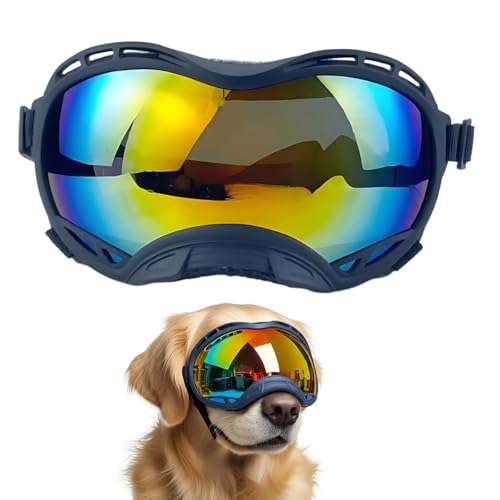 Dog Goggles for Large Breeds Anti-UV Sunglasses for Medium to Large Dogs, Windproof, Dustproof, Snowproof Eye Protection, Soft Frame Pet Goggles for Outdoor Activities (Colored Lens)