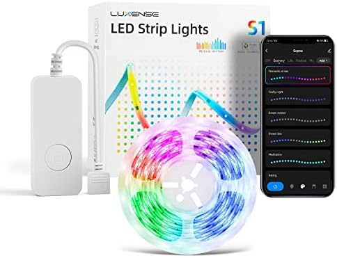 LUXENSE RGBIC LED Strip Light 16.4ft, WiFi Smart LED Lights Work with Alexa and Google Assistant, Segmented Music Sync, DIY, Color Changing LED Strip Lights for Gaming Room, Bedroom, Cabinet, Desk.