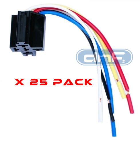 DNF 25 Pack 30/40 AMP Relay Harness Socket Length 5" SPDT 12V Compatible with Bosch Style Relay Harnesses