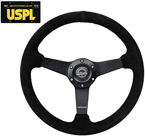 NRG Reinforced Perforated Suede Steering Wheel RST-037MB-S + U.S. Performance Lab Air Freshener