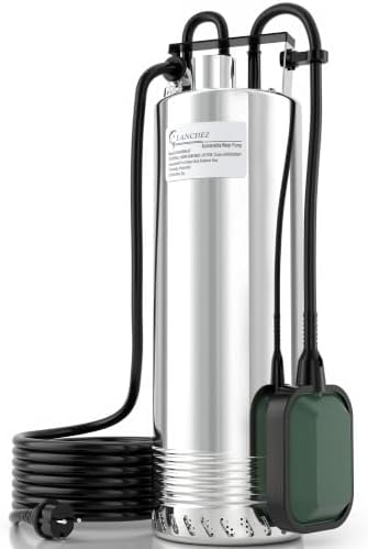 1500 W Tauchpumpe mit schwimmer, 6800 l/h Tauchdruckpumpe | Max. Förderhöhe 60 m, Eintauchtiefe max. 16 m, Wasserpumpe für Keller, Landwirtschaft, Gartenbau