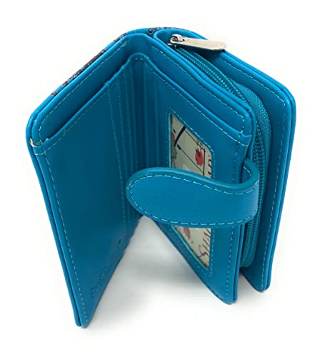 Shag Wear Wolf Paw Small Animal Wallet for Women and Teen Girls Vegan Faux Leather Light Blue 4.5"3