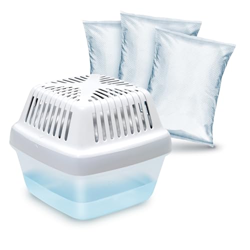 HUMYDRY - Deshumidificador Premium Plus 450 g con Sistema Antiderrame + 3 Recambios de 450 g – Sin Electricidad - Reduce Humedad y Olores - Ideal para Espacios Medianos hasta 15 m²