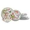 Certified international hummingbirds melamine 12 pc dinnerware set service for 4 multicolor  urban country home decor