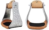 Challenger Tack Horse Western Lightweight Aluminum Engraved 5-1/4" Wide Bell Stirrups 51157