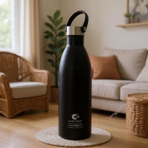Image of CLAY CRAFT VACBOTT Mezo Double Walled|18 Hours Hot and 24 Hours Cold Vacuum Insulated|Flask Bottle 680ML, 1-Piece Bottles for Travelling|BPA-Free|Leak Proof|BIS Certified|1Year Limited Warranty