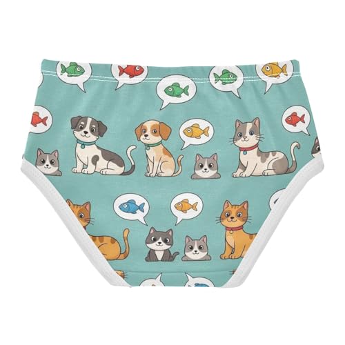 Cartoon Cats Dogs Underwear Toddler Girl, Cotton Underwear Girls, 2T–8 Years2