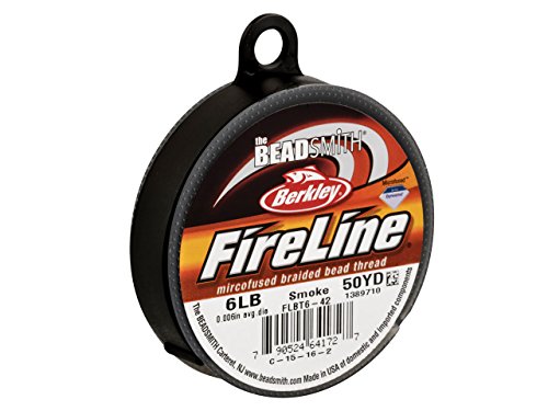 Beadsmith Fireline Braided Bead Thread, 6-Pound, 50 Yards (Smoke Grey)