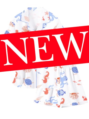 Image of Schbbbta Girls Womens Pajamas, Satin Silky Pjs Set Kids 2Pcs Button-Down Nightwear Sleepwear Gift for Mommy and me
