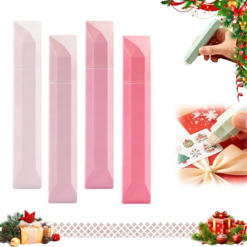 4 Pcs Double Sided Tape Pens, Scrapbooking Double Sided Tape Roller，Pink
