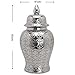 ROBMET Silver Ginger Jars with Lid, Handcrafted and Hand Painted Decorative Ceramic Jar Vase for Home Decor，Carved Patterned Temple Jar (Size : Large)