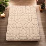 ZonLi Japanese Futon Mattress Floor Mattress,Shredded Memory Foam Filled Sleeping Pad,100% Cotton Tatami Mat,Foldable & Portable Roll Up Lounger Bed for Kids and Adult,Queen(60'x 80',Beige)