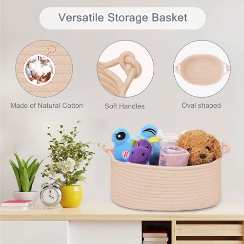 Image of COMSE Small Gift Basket Empty with Bag & Ribbons, Solid Beige