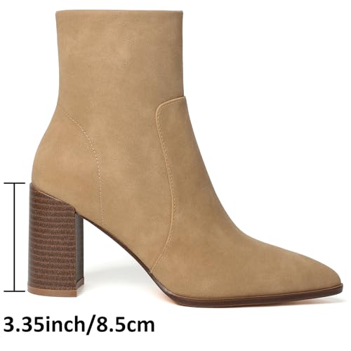 Image of Susanny Sexy High Heels for Women Boots Round Toe Platform Booties Lace Up Suede Side Zipper Ankle Bootie