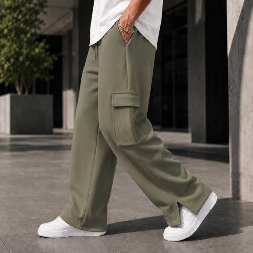 Elastic Waist Pants For Men Elderly Y2K Baggy Wide Leg Casual Track Pants - image 5