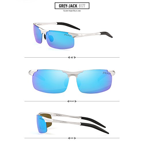 Image of grey jack Al-Mg Sports Polarized Sunglasses Classic Rectangle Half Frame Sun Glasses S8177