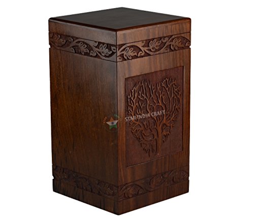 Star India Craft Tree Of Life Urns For Human Ashes Adult (11.25 X 6.25 X 6.25) | 250 Cu/In (Simple Rosewood Heart) #TOP1