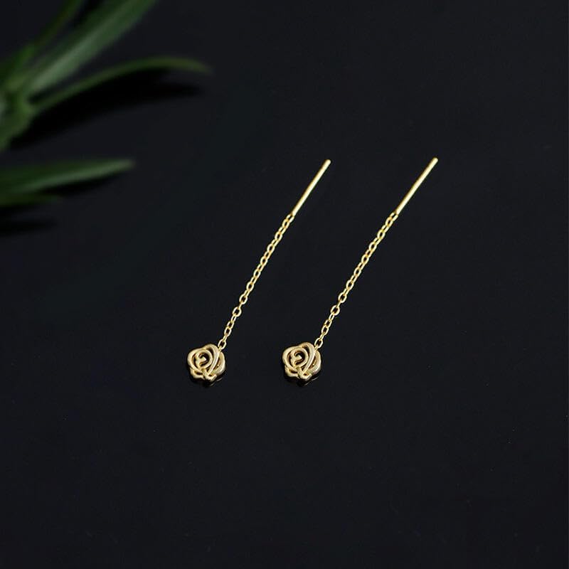Elegant Charming Rose Gold Silver Threader Earrings Dainty Dangle Earrings for Women - Image 3