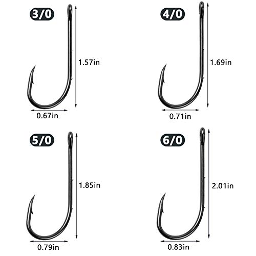 Baitholder Fishing Hooks,120Pcs Barbed Long Shank Beak Baitholder Hooks Size 4-6/0 Carbon Steel Offset Jig Fish Hooks 2 Barbs For Saltwater Freshwater #TOP4
