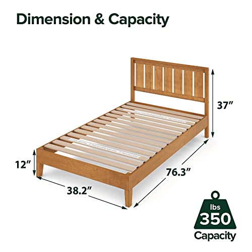 Image of Zinus Alexis Deluxe Wood Platform Bed Frame with Headboard, Wood Slat Support, No Box Spring Needed, Easy Assembly, Rustic Pine, Twin