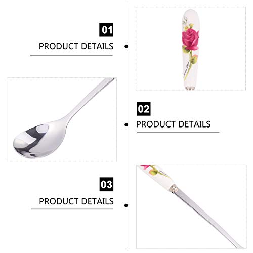 4 colheres de aço inoxidável com cabo de cerâmica talheres de cerâmica