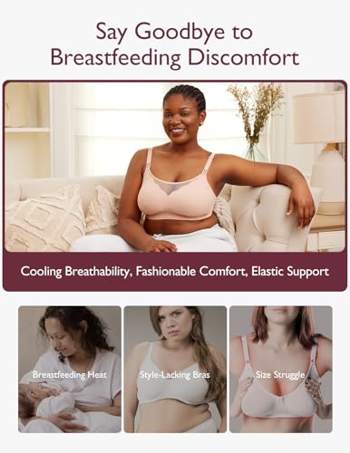 Image of Momcozy Nursing Bras for Breastfeeding, Breathable Mesh Nursing Bras Comfort Maternity Bra Wireless Pregnancy Sleep Bra