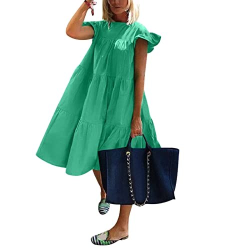 Robe maxi décontractée à manches courtes et col rond pour l'été - 2