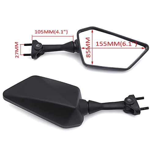 Hk Moto- Motorcycle Black Left And Right Rearview Side Mirror For Kawasaki Ninja 250R Ex250 2008-2013 #TOP1