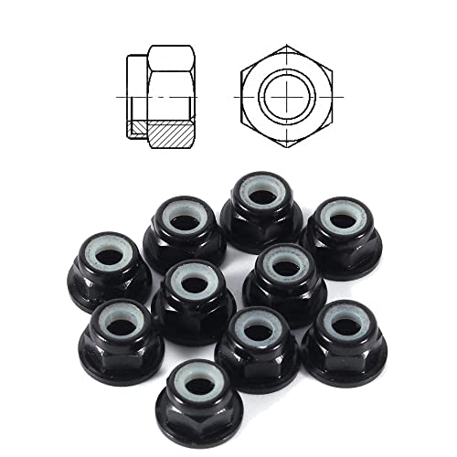 Walfront WALFRONT7GFP639REB Hex Self-Lock Nuts 10 Pcs M3 Nut Cnc Aluminum Flanged Nylon Lock Nut Self-Locking Metal Nuts Black thumb #1