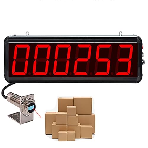 Electronic Digital Display Counter, Dual Probe Auto Digital Totalizer, 6-Digit LED Display Count Up to 999999, 30M Sensing Distance, Suitable for Conveyor Belt, Production Line, People Visitor Counte