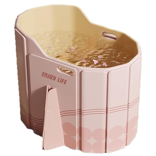 ポータブルバスタブ 折り畳み浴槽 簡易風呂 露天風呂 水風呂 コンパクト 組み立て不要 収納便利 長時間保温 子供 大人用 家庭用 ポータブル浴槽 (ピンク)