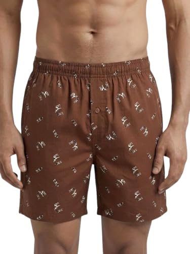 Image of Men's Cotton Boxers | Comfortable Printed Boxer Shorts for Men | Soft Breathable Lounge Boxers | Elastic Waist Relaxed Fit | Men's Sleepwear & Home Wear Boxer Shorts