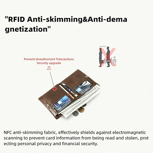 RFID Blocking Leather Wallet for Men – Slim Vintage Bifold Wallet with 8 Card Slots, Coin Pocket, Top Grain Cowhide Leather, Handmade Full Grain Leather Wallet (Black)3