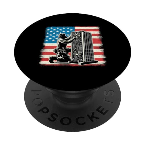 Patriotic American Flag 4th Of July HVAC Technician Tech PopSockets Standard PopGrip