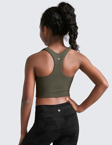 Image of CRZ YOGA Girls Butterluxe Double Lined Crop Tank | Dance, Extremely Soft, Tight Fit, High Neck, Athletic, Sleeveless Tops for Teen